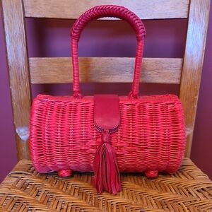 Cleobella Vibrant Red Woven Satchel